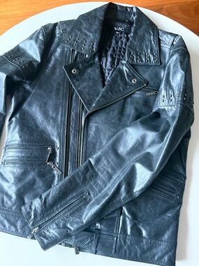 vintage VJC Versace Jeans Couture black leather biker jacket